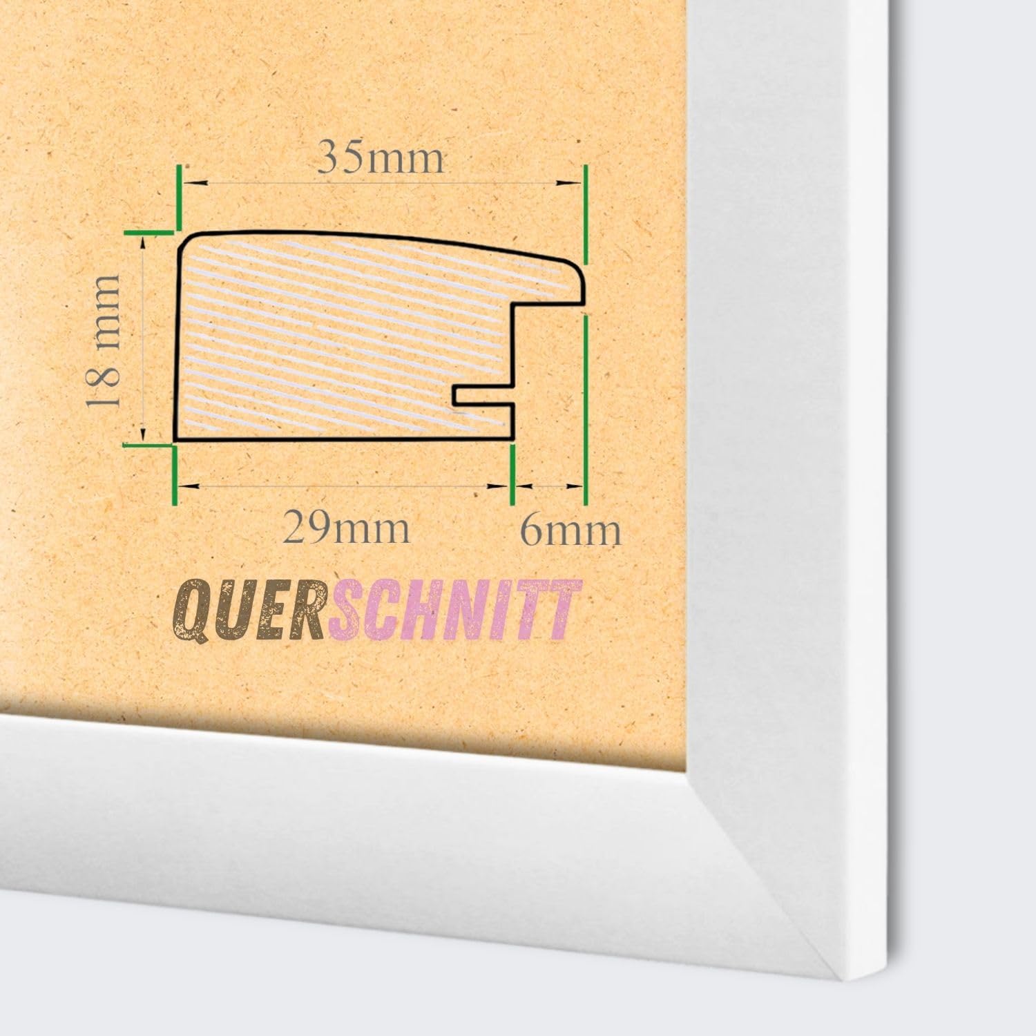 Online-GalleryKing OGK Thirtyfive Bilderrahmen 76x99 cm Weiß Matt mit MDF Holzrahmen vollummantelt, entspiegeltes Anti-Reflex Kunstglas und HDF Rückwand - Fotorahmen für Hoch- und Querformat