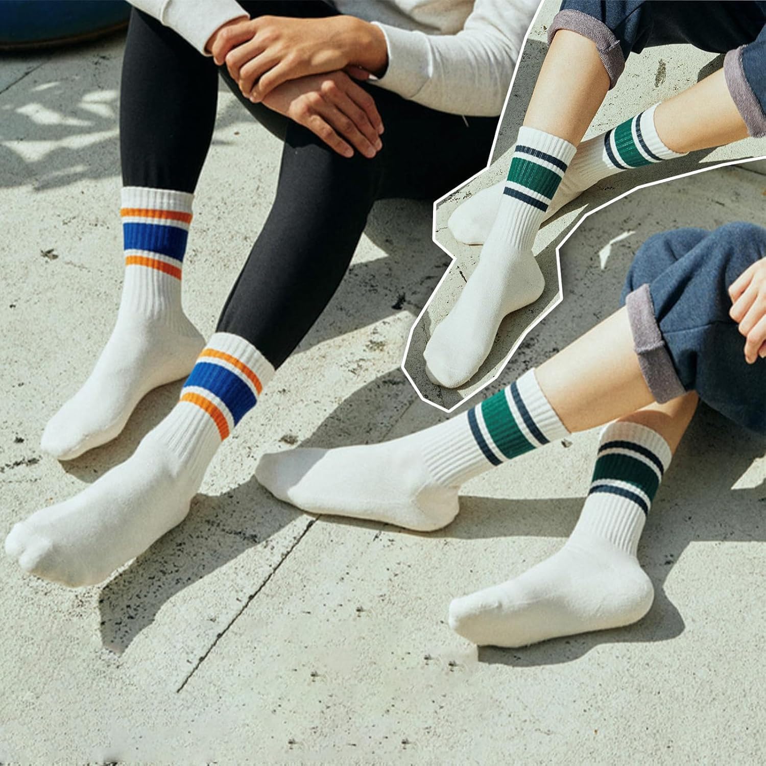 Lot de 3 paires de chaussettes de tennis pour homme et femme - 38-43 - Chaussettes de sport avec rayures - Chaussettes de sport en coton pour homme et femme, Blanc., 37-43