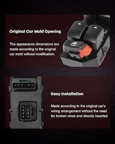 Miniatura 6 de Interruptor de elevalunas eléctrico para Pontiac G6 2005-2009 Interruptor elevalunas delantero izquierdo del lado del conductor