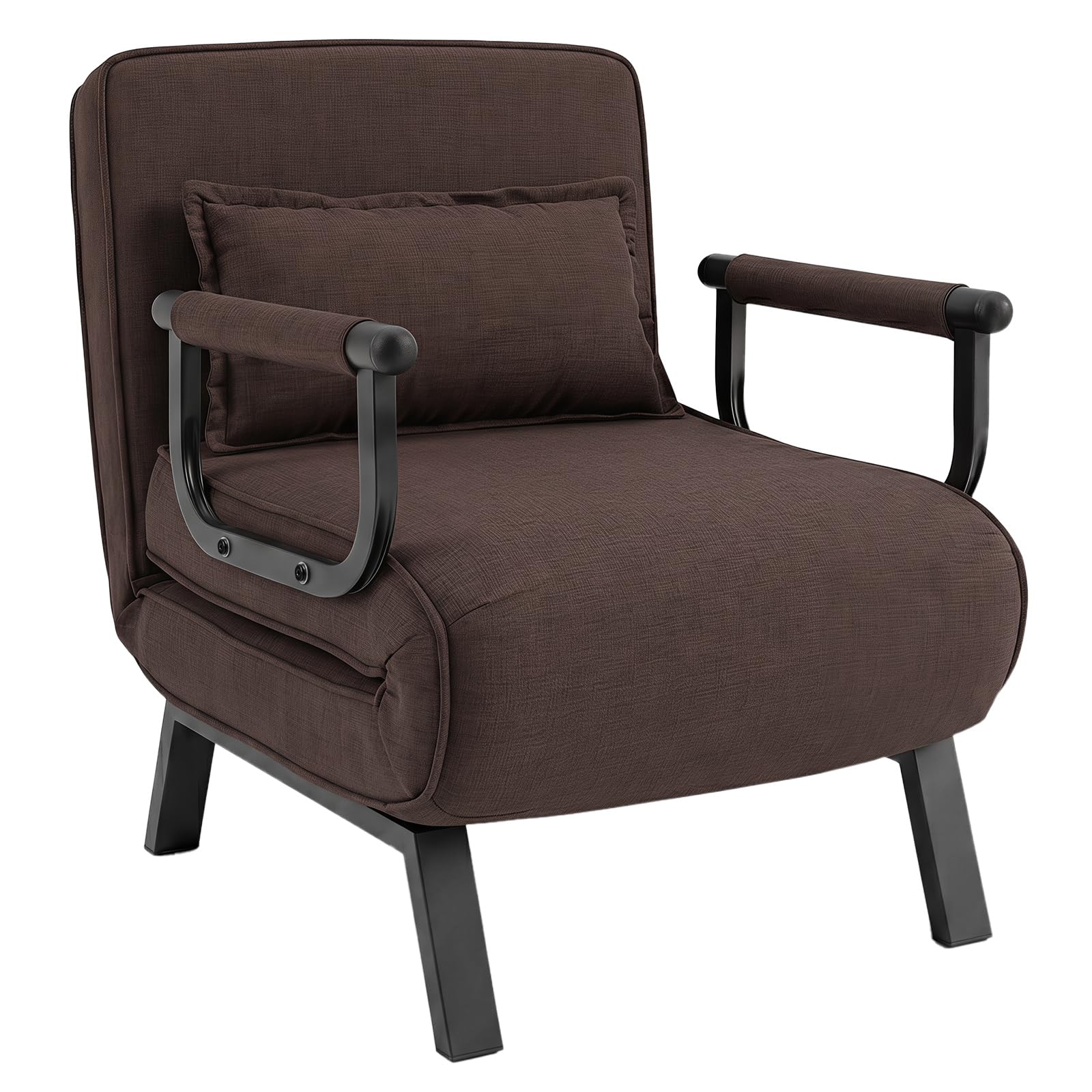 COSTWAY Folding Sofa Bed, Convertible Single Sofa Chair Bed (Coffee)