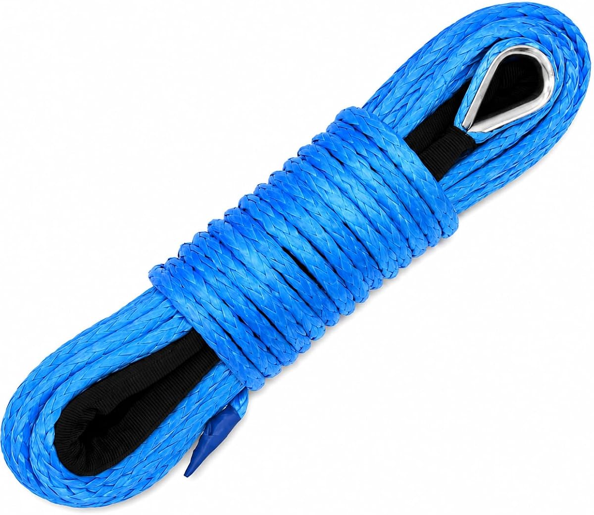 Ucreative 1/4" x 50' Synthetic Winch Rope Blue | with Black Protective Sleeve, 10,000 lbs Breaking Strength, for ATV UTV