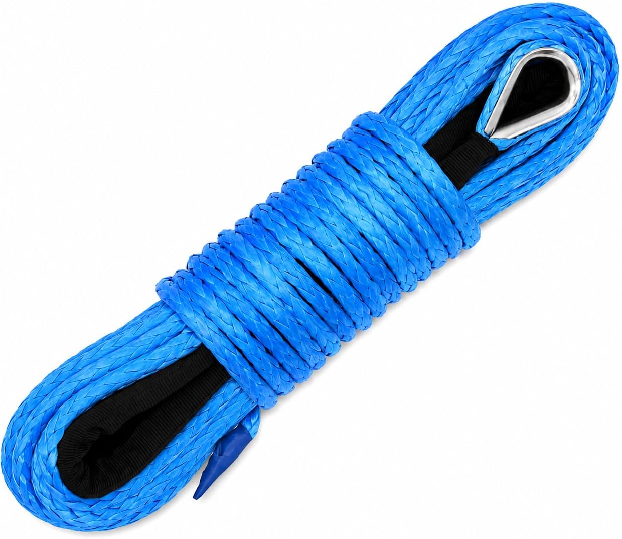 Ucreative 1/4 Inch x 50 Feet 10,000LBs Synthetic Winch Line Cable Rope with Black Protecing Sleeve for ATV UTV (Blue)