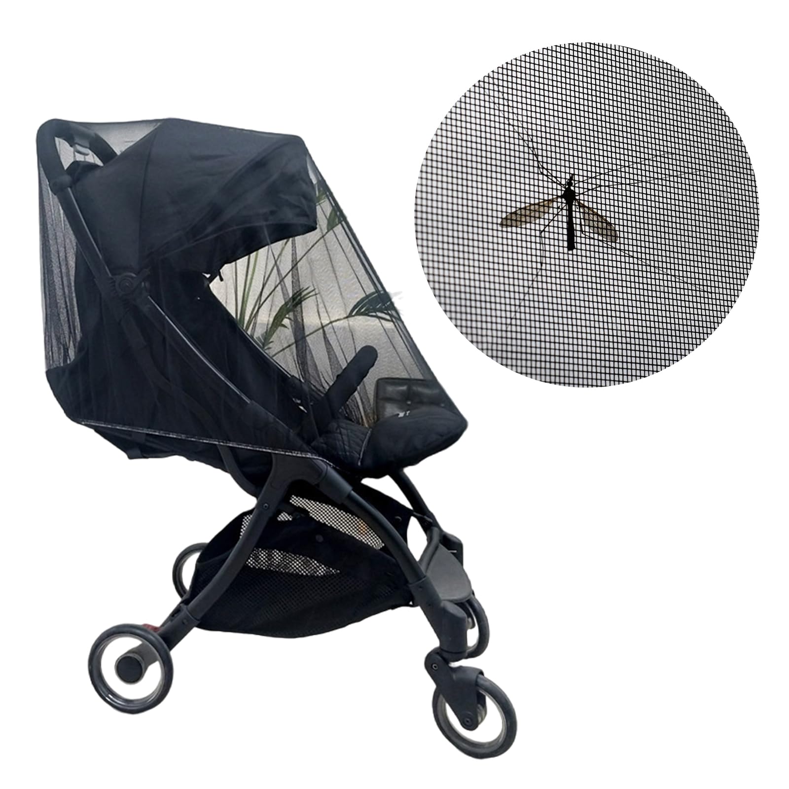 Mosquitera Carrito Bebe Universal, Mosquitero para Carros, Respirable Red Antimosquitos Bebe, Protección Insectos, Adecuado para La Mayoría de Cochecitos, Negro