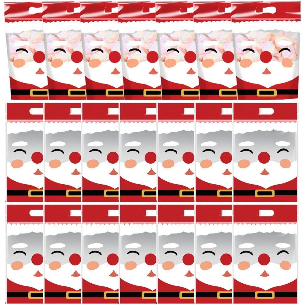 Casiler Style2 Christmas Zip Lock Bags 50Pcs Xmas Sweet Candy Bags Kids Goody Bags Santa Snowman Small Ziplock Bags For Party Favours Gift Package