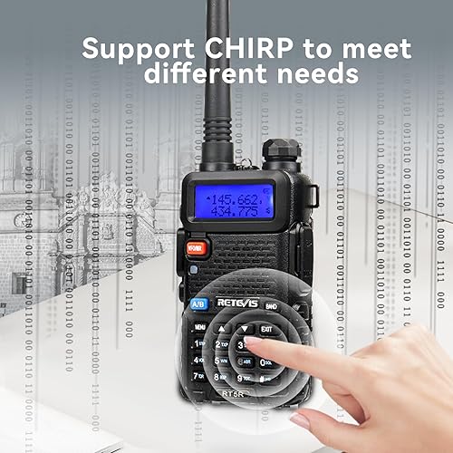 Miniatura 6 de Retevis RT-5R Radio bidireccional de doble banda, Walkie Talkie con auriculares, alta potencia, base de carga, batería de 1400 mAh, VOX, radio de 2