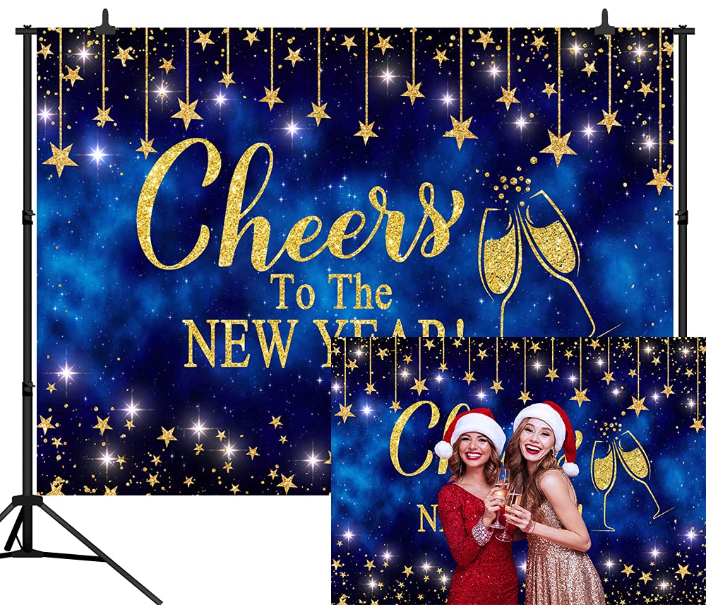 10x8FT Happy New Year Backdrop Blue Starry Sky Photography Background Galaxy Cheers to The New Year Eve Decoration Hello 2023 Party Supplies Festival Gift Ideas Photo Booth Props SCO333C