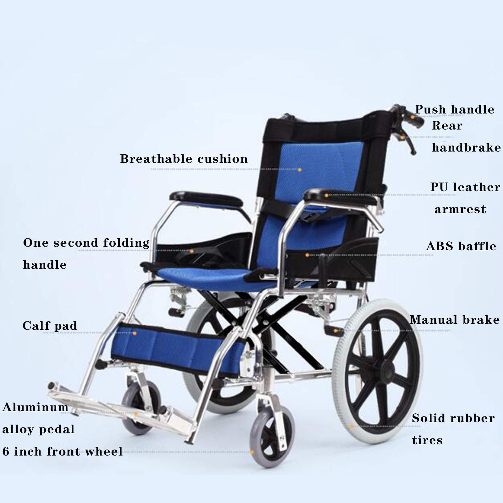 Silla de Ruedas de Aluminio Plegable para el hogar, Silla de Ruedas Multifuncional, Silla de Ruedas Manual Ligera para discapacitados y Ancianos