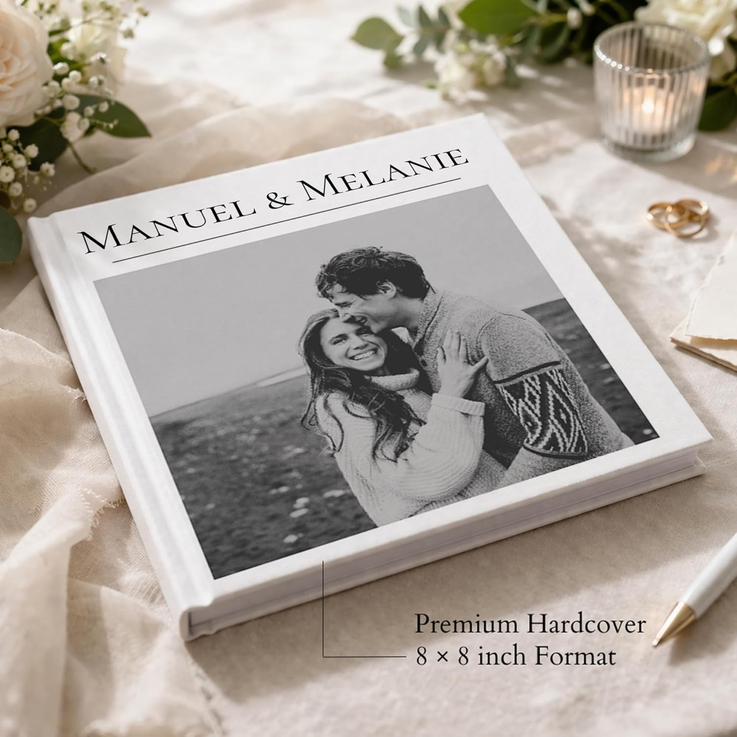 Wedding Guest Book Personalized – Guest Book Wedding Reception – Wedding Sign In Book for Guests – Hardcover Elegant Guestbook with Lines (100 Pages)