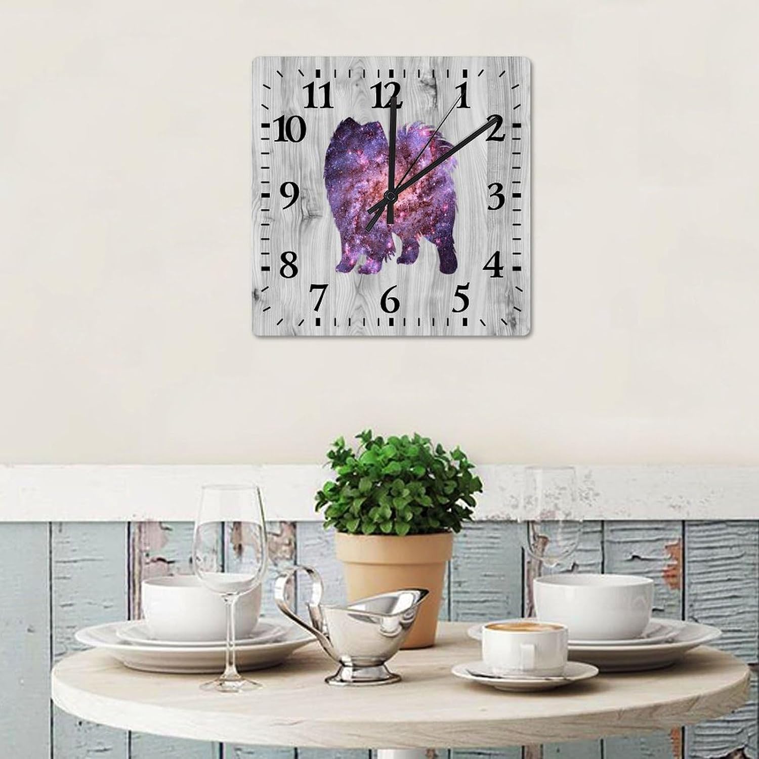 Samoyed Square Wall Clock Pet Dog Clock Large Wall Clocks Battery Operated 15 Inch Non-Ticking Modern Home Decor for Kitchen Living Room Bedroom