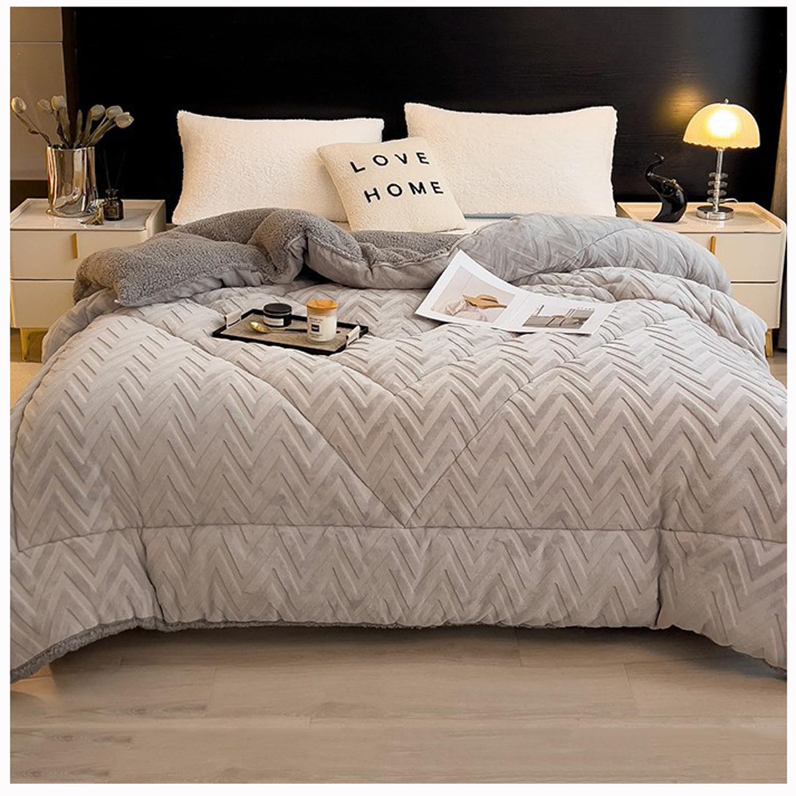 ZTGL F,200x230cm(4.0kg), Reversible Plush Comforter, Ultra Soft Plush Fleece Comforter Core, Cold Weather Winter Warm Bedding, Super Warm Sherpa Quilt, Fluffy Lambswool Blanket