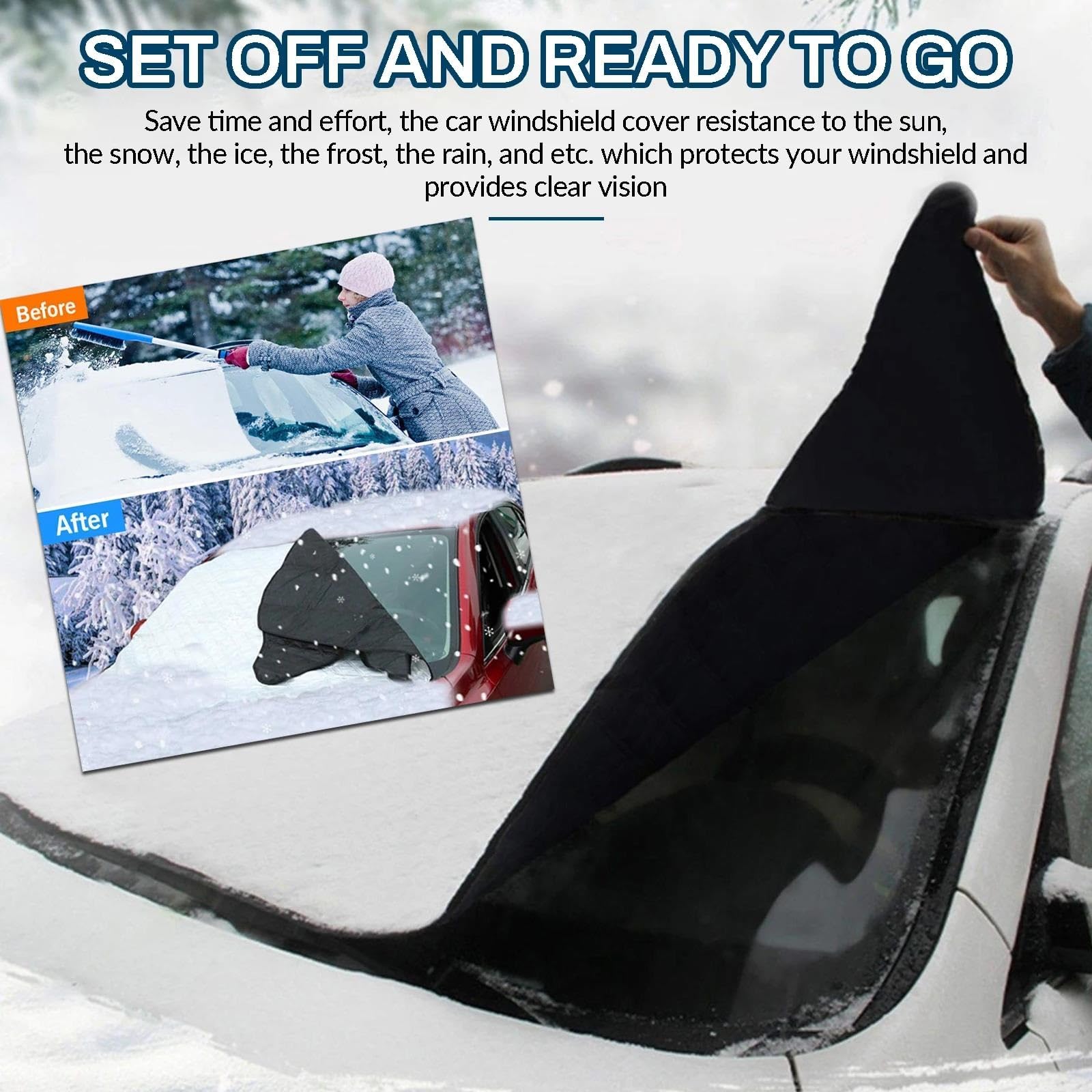 Anti-Neige Housses Pare-Brise Voiture SUV Pare-Brise Neige Glace Pare-Soleil Magnétique d'hiver Quatre Saisons Couverture Voiture, Fenêtre Avant Couverture Neige Pare-Soleil