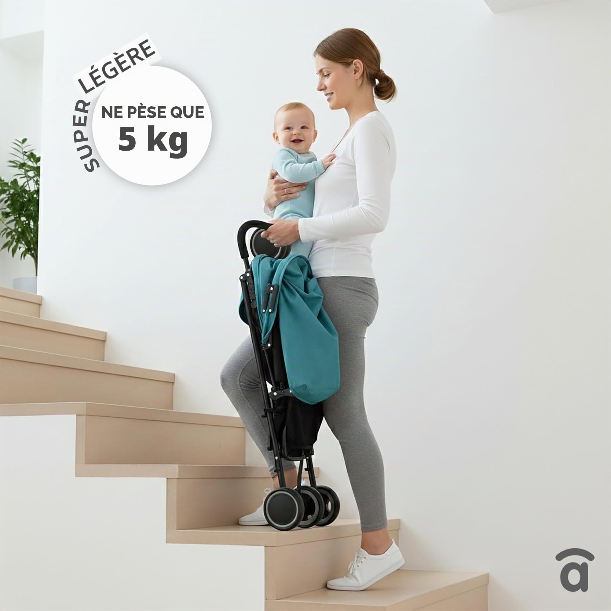Asalvo TOKYO Poussette, Ultra Légère avec Châssis en Acier et Pliage Compact, Dossier Réglable, Harnais 5 Points et Canopy avec Fenêtre, Maniabilité Maximale et Sécurité Optimale, Anthracite