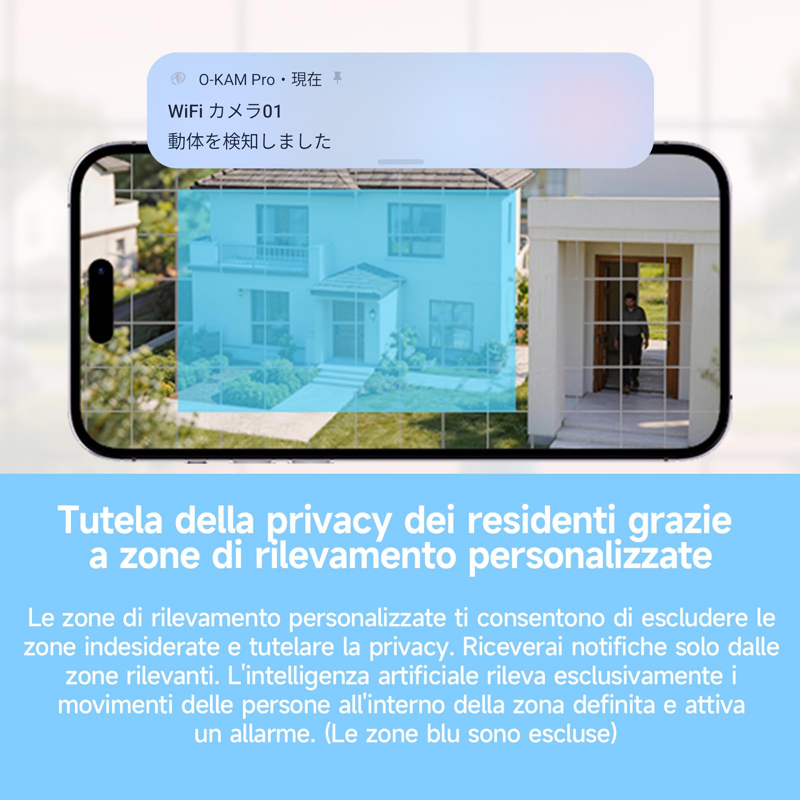 fanxiang 3 MP 2 K HD, telecamera di sorveglianza WiFi e Bluetooth, per telefono cellulare, telecamera di sorveglianza interna con visione notturna a colori, registrazione 24/7, sensore di movimento