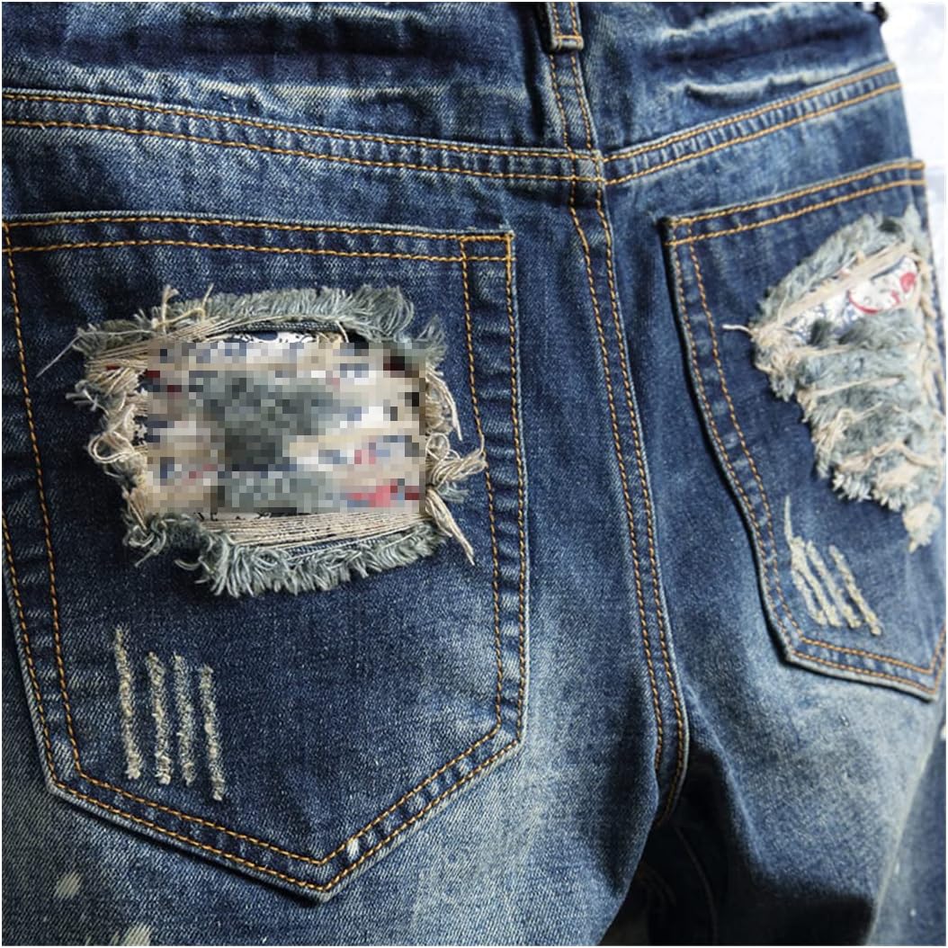 Summer Men Vintage Ripped Jeans Short Streetwear Hole Slim Denim Shorts