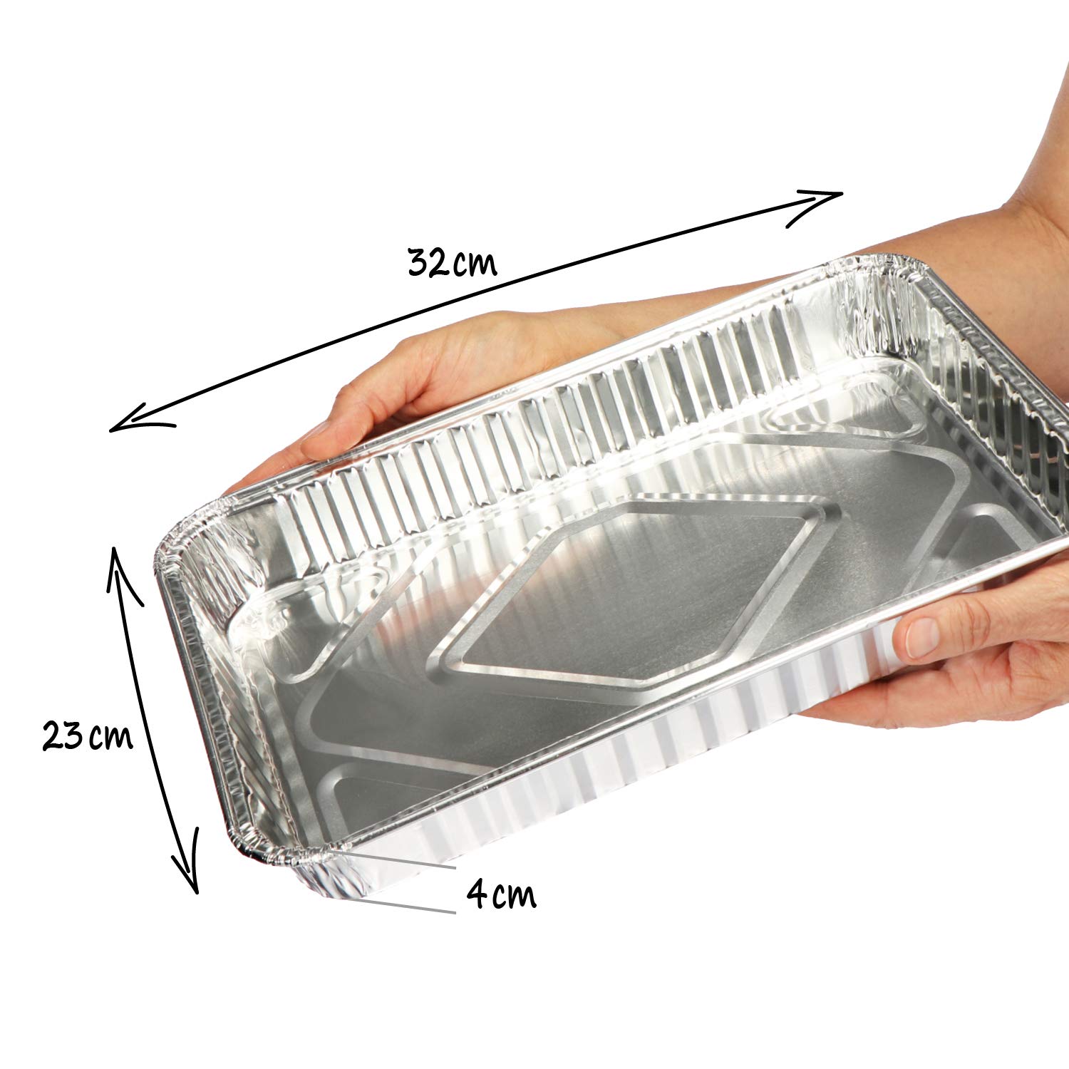 COM-FOUR® 20x blacha do grillowania, jednorazowe blachy aluminiowe, aluminiowa patelnia grillowa do grillowania, gotowania i pieczenia, ociekacz do piekarnika, grilla i BBQ (20 sztuk - 32 x 23 x 4 cm)