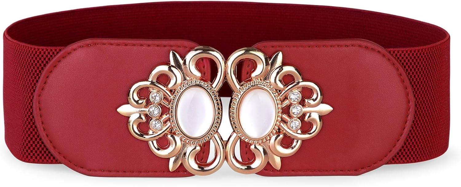 BlackButterfly 7.5 in cm Breed Waspie Elastisch Vintage Gevlochten Gesp Taille Riem (Bruin, XL