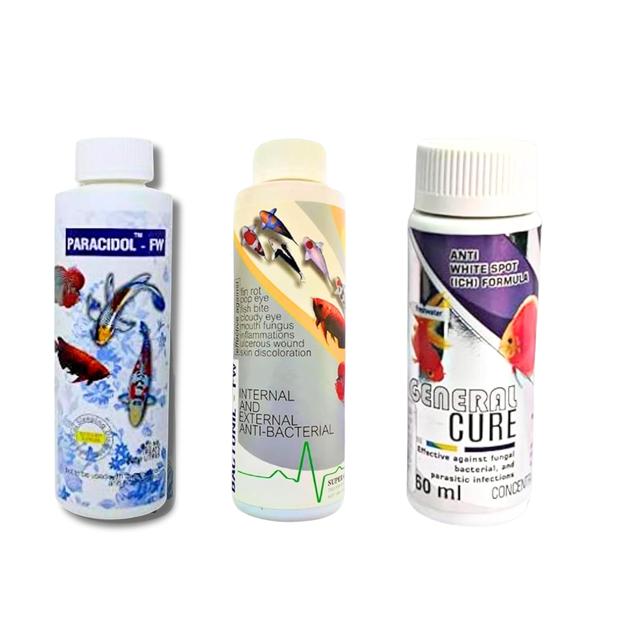 Foodie Puppies Aquatic Remedies Combo of - (Bactonil + General Cure + Paracidol) 60ml Each | Anti-Bacterial Fish Skin Treatment Suitable for Fresh Water | Aquarium Medicine with Free Key Ring (B0CPY34FQN) Amazon Price History, Amazon Price Tracker