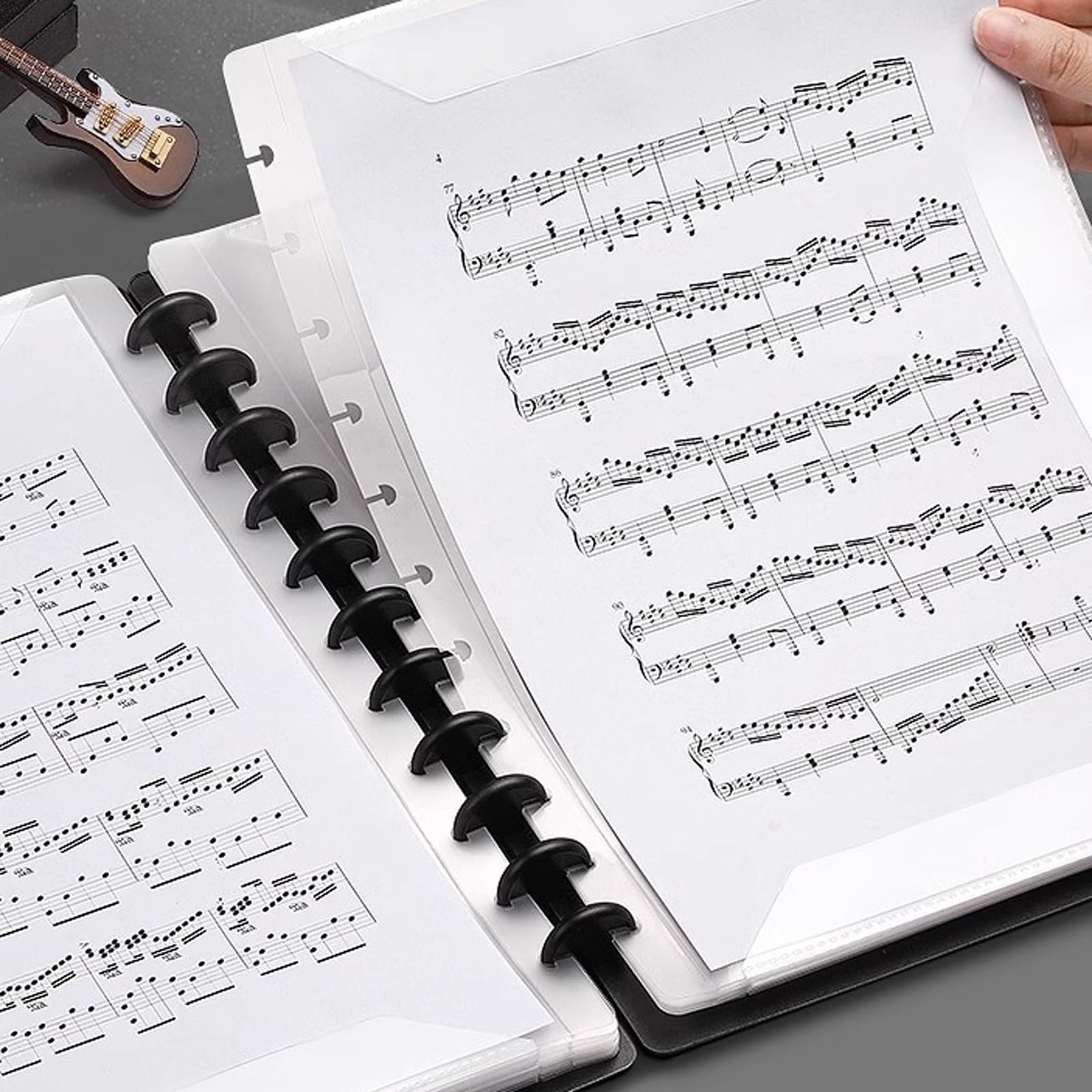 Buste per archiviazione 5 pezzi nero foglio A4 raccoglitore fogli mobili cartella modificabile inserto trasparente spartiti raccoglitore album musica dispiegamento libretto di archiviazione Cartelle d