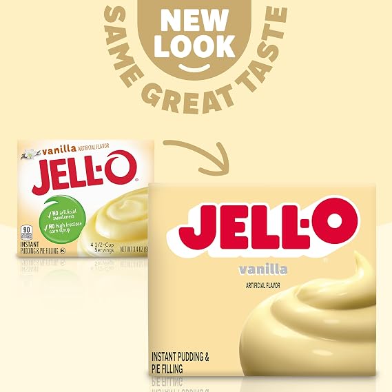 Jell-O Instant Pudding & Pie Filling, Vanilla Flavored, Artificially Flavored, Fat Free, Quick & Easy Dessert, 3.4 oz (Pack of 5)