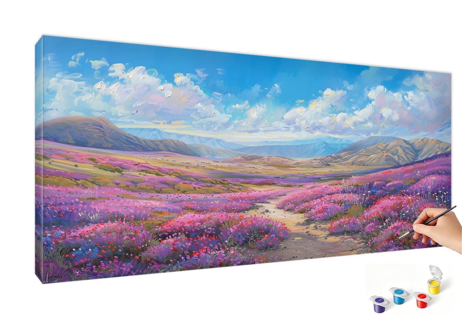 Malen Nach Zahlen Erwachsene Lila Malen Nach Zahlen Blume DIY Paint by Numbers für Anfänger Mit 3-Pinseln und Acrylfarbe, Ohne Rahmen, Malen-Nach-Zahlen Set für Wand Deko Wohnzimmer 90x180cm RB-401