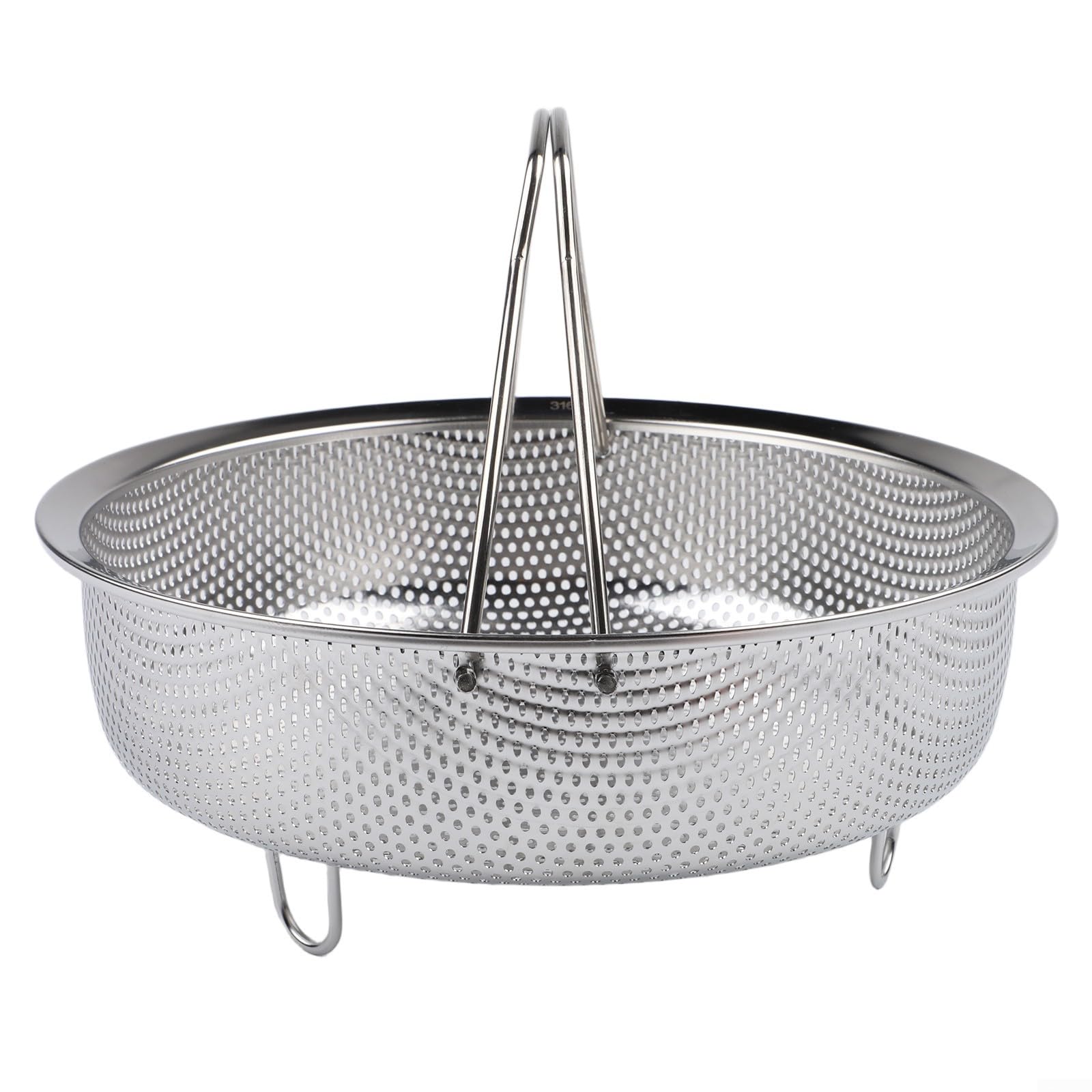 Cesta de vapor de acero inoxidable para olla arrocera en varios tamaños con patrón de agujeros densos y mango ergonómico para elevación segura (extragrande)