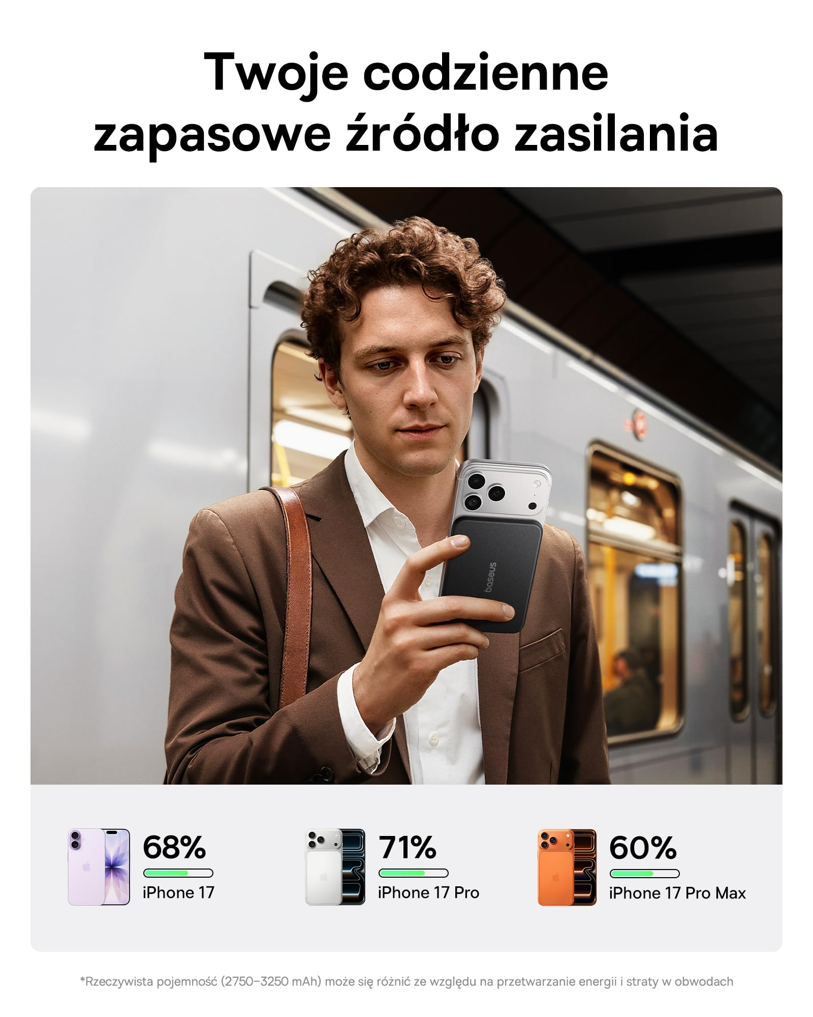 Baseus Picogo Air 0,69 cm Ultra Slim 5000 mAh Magsafe Powerbank, certyfikat CCC, magnetyczna przenośna ładowarka z USB C, 22,5 W, szybkie ładowanie, zewnętrzny akumulator do iPhone 17/16/15/14/13/12