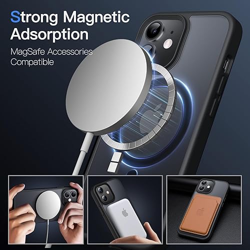 Miniatura 3 de JETech Funda magnética para iPhone 12 Mini de 5.4 pulgadas, compatible con MagSafe, translúcida mate, delgada, a prueba de golpes, color negro