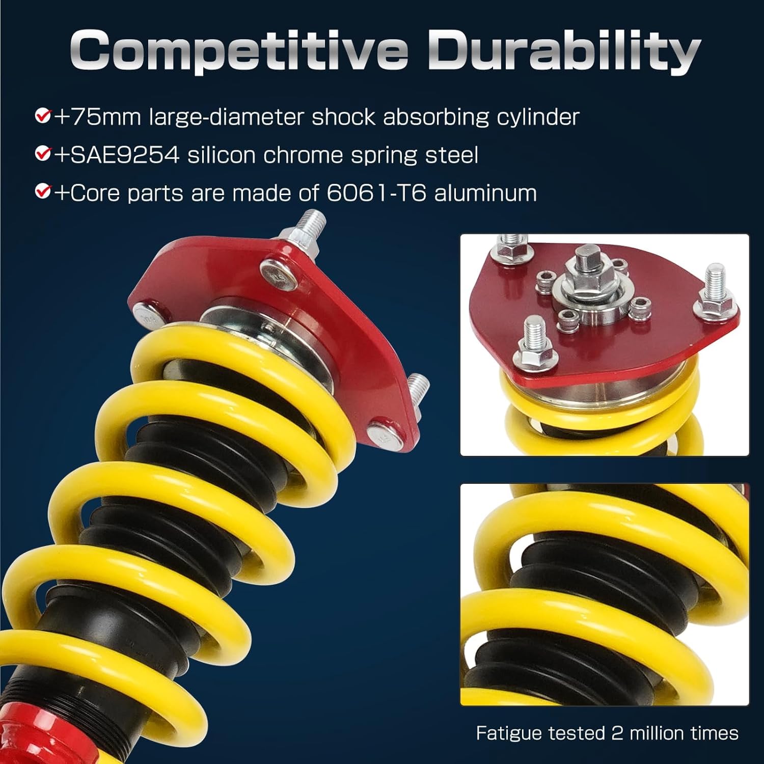 Upgrade Adjustable Coilovers Compatible with Honda Civic 2001-2005 DX/EX/GX/HX/LX/Si High Poundage Coil Spring Absorber Struts Suspension Lowering Kit Red