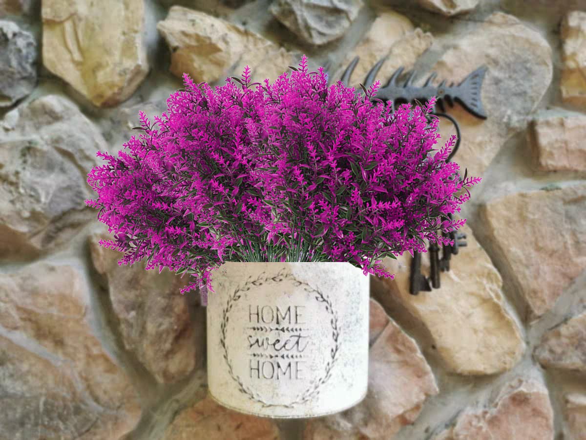 MHDAMAI Fiori di Lavanda Artificiali,Arbusto Artificiale Finti Piante Decorazione 10 Pezzi Lavanda di Plastica per Casa Giardino Patio Ufficio Matrimonio Decorazioni Violet