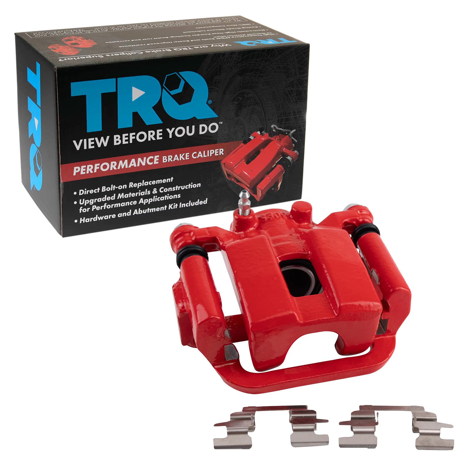 TRQ Rear Right Brake Caliper w/Bracket Performance Red Passenger Side