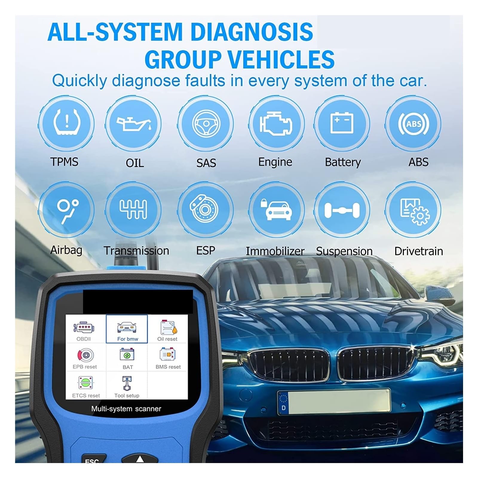 Skaner OBD2 BM700 dla MINI EPB Airbag TPMS Battery Oil Reset samochodowy Darmowa aktualizacja Narzędzie diagnostyczne samochodu, Jednostka Serwisowa