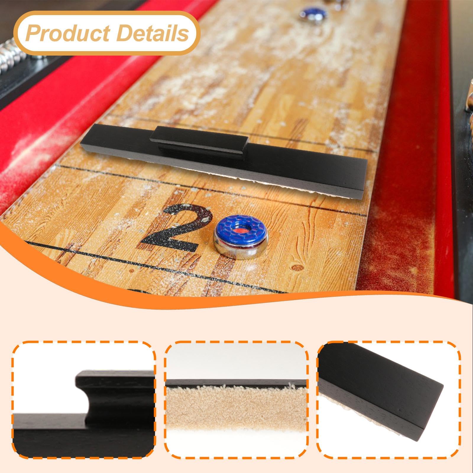 F Fityle Spazzola per Shuffleboard in Legno, Ricambio per Giochi al Coperto, Facile da Pulire, Riutilizzabile, compatta, Robusta, Strumento di Pulizia per, Nero
