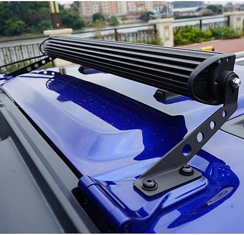 Miniatura 6 de KMFCDAE Soporte de barra de luz para capó Jeep JL de 32 pulgadas, soporte de montaje para barra de luz LED para Jeep Wrangler JL Gladiator JT 2018