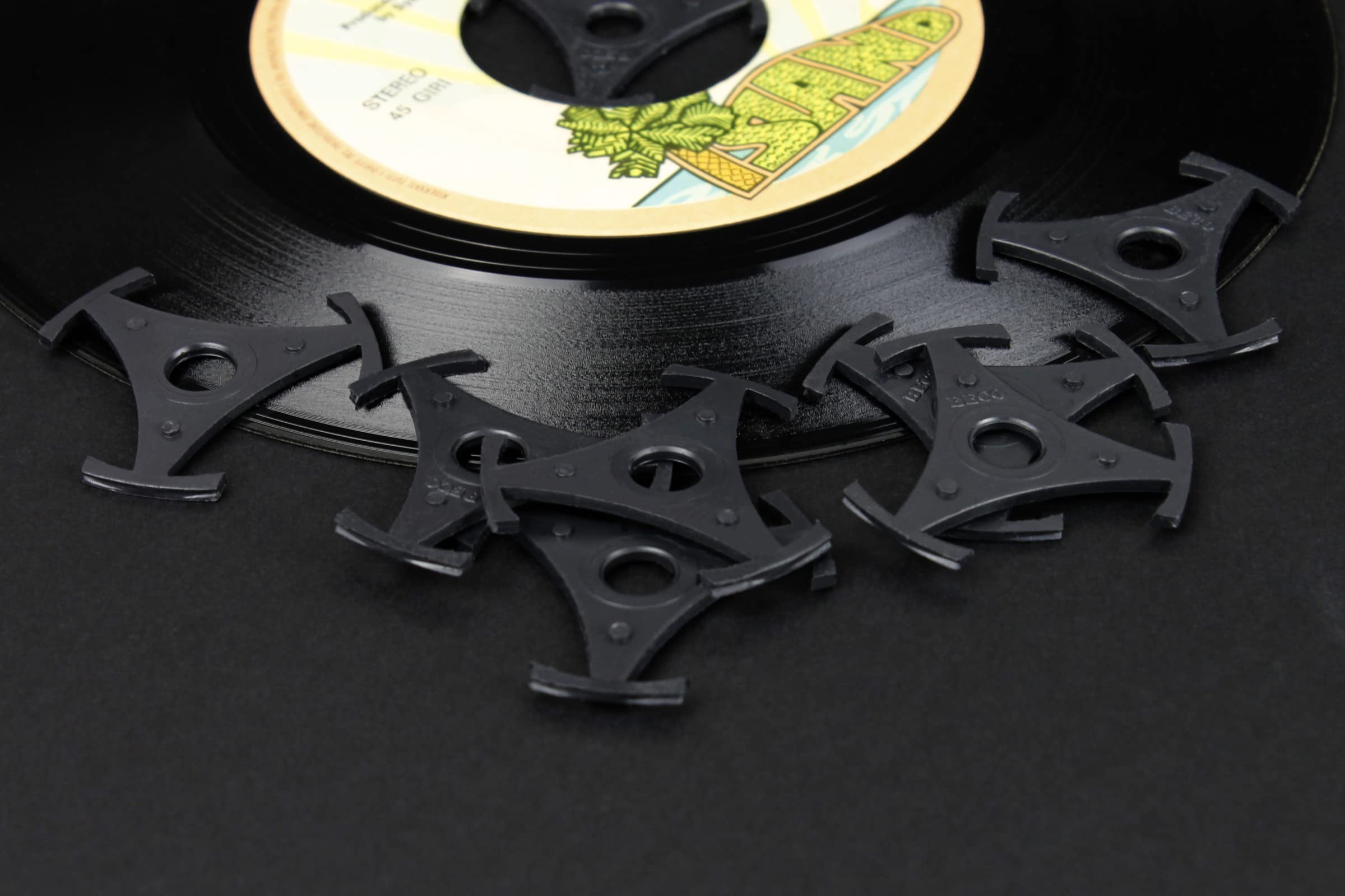Adattatore A Triangolo Per Giradischi In Plastica Nera, 4x4 Cm, Per Dischi In Vinile 45 Giri, Compatibile Con Piatti Fissi E Portatili