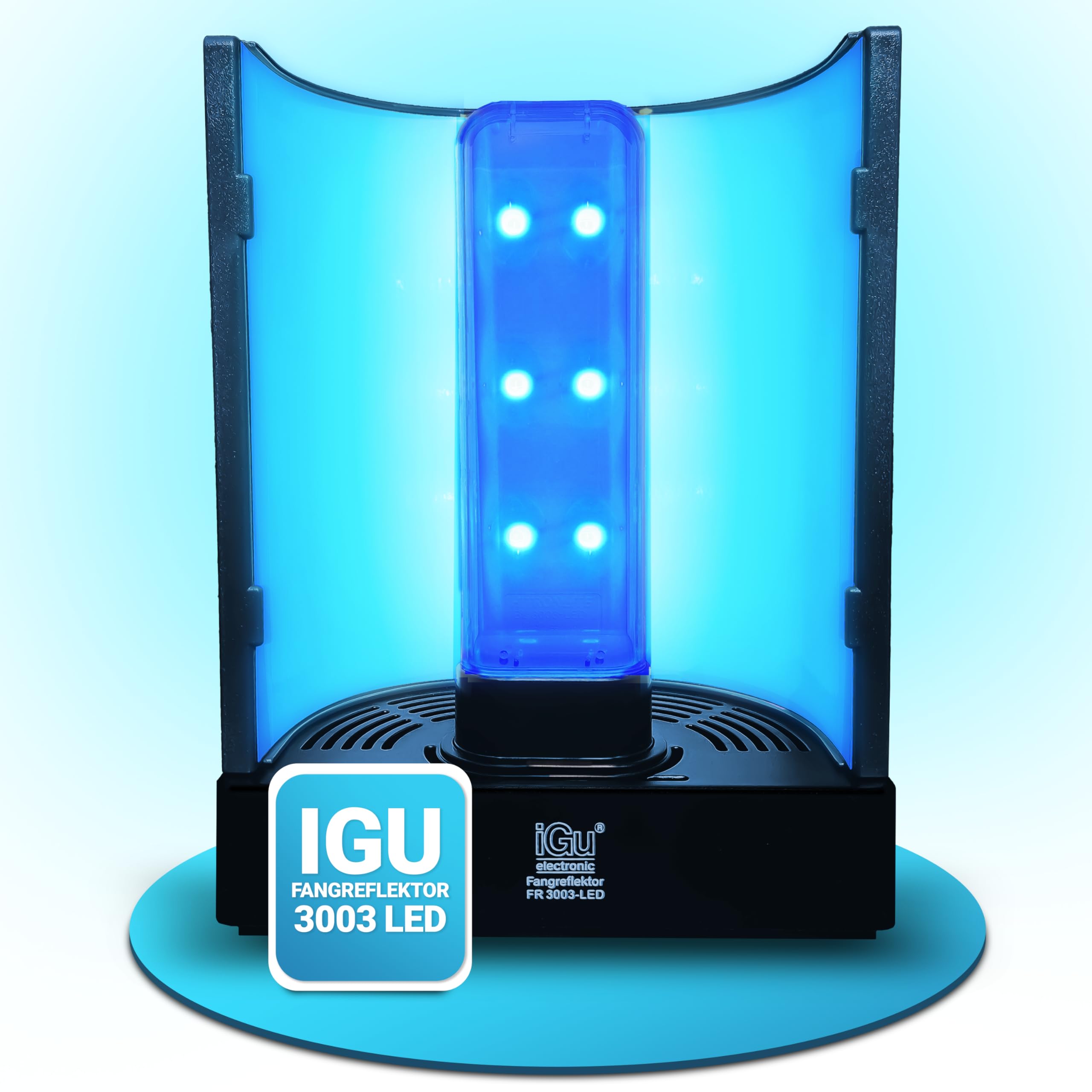 iGu 3003 LED Fliegenfänger Elektrische Fliegenfalle Innenbereich UV-LICHT | Insektenvernichter, Fliegenfalle mit Ersatzfolien, Klebefolien FANGREFLEKTOR, Fliegenabwehr, Mückenfalle, Mückenschutz, 230V
