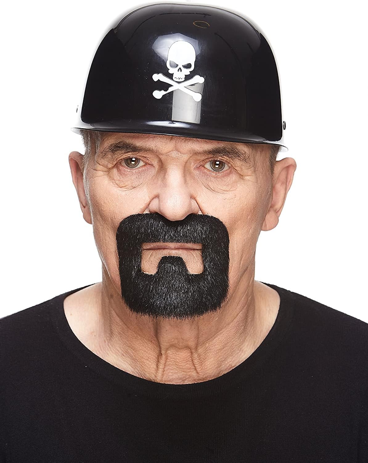 Mustaches Self Adhesive, Novelty, Inmate Fake Beard, False Facial Hair, Costume Accessory for Adults, Black Lustrous Color