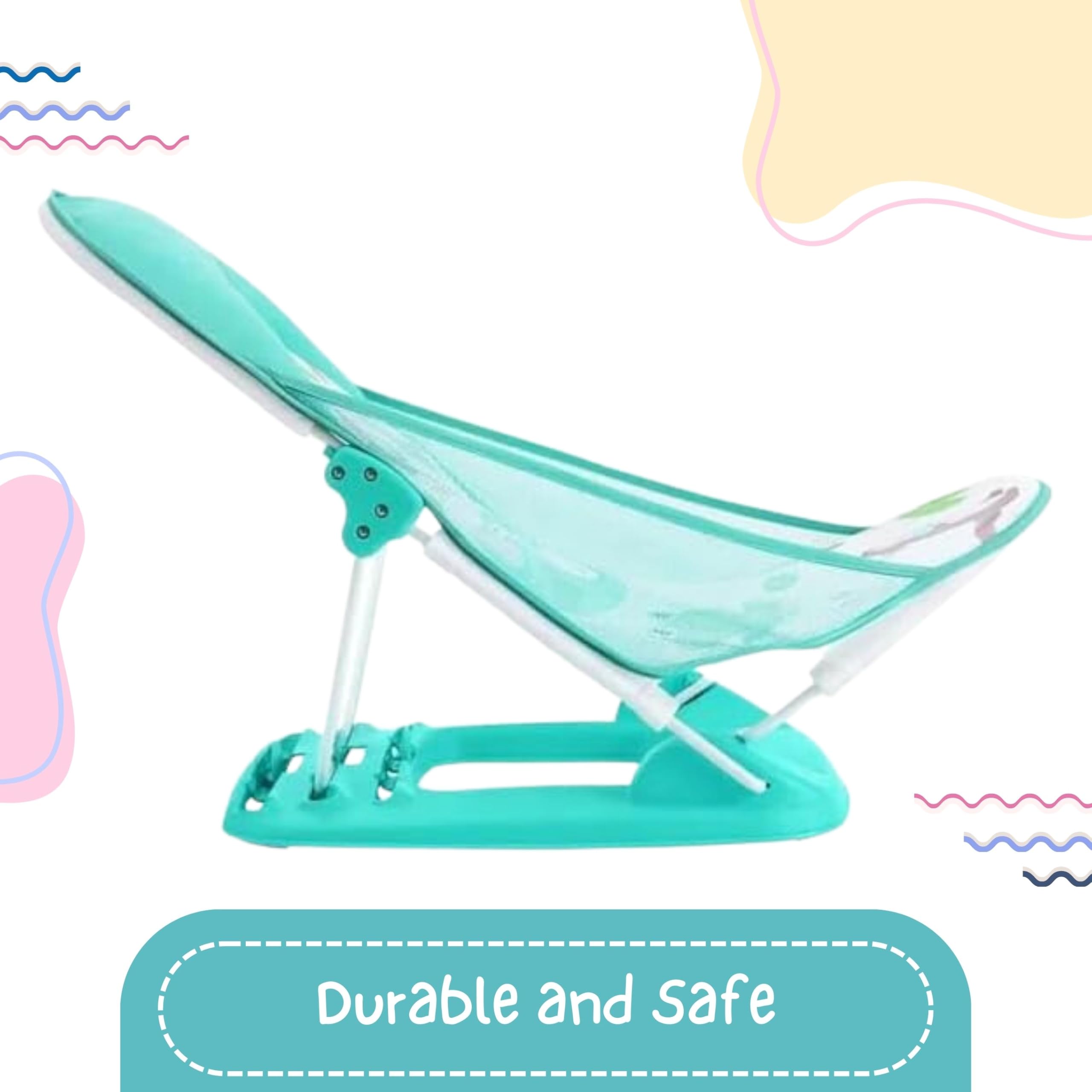 OBABY Newborn Baby Bather Foldable/Reclining/Quick Dry/Portable/Soft Cushion/Non-Slip 3 Position Adjustable, Printed and Colorful Infant Bather for Daily use. (0-18 Months) - Image 8 thumbnail