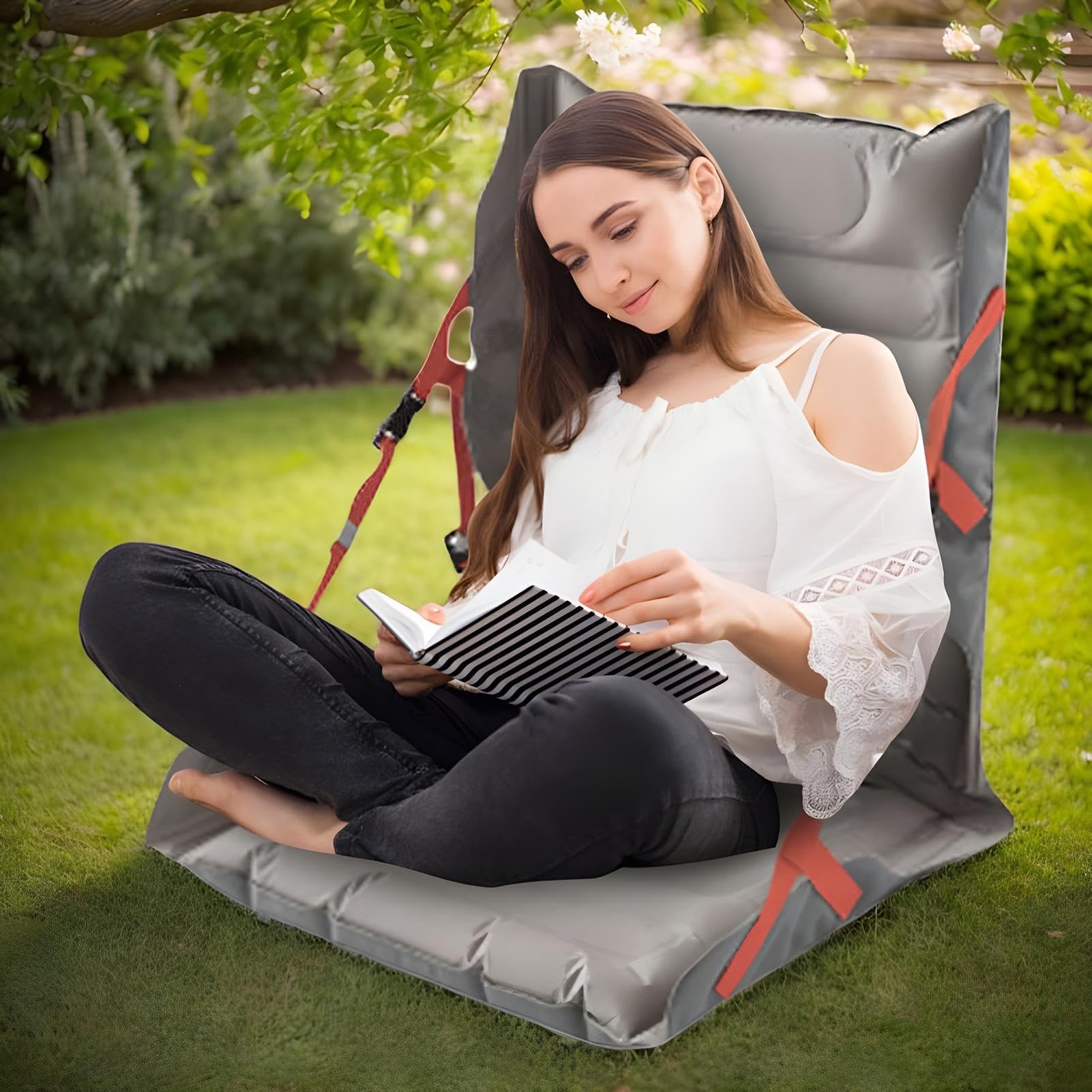 Générique Aufblasbarer Stadionsitz, aufblasbare Freizeit-Sitze | Ergonomisches Bodenkissen für Wandern, Sport, Angeln, Camping, Reise