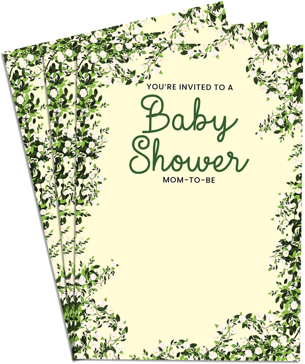 ANANYA FASHION & CRAFTS HUB Floral Peach Baby Shower Invitation Cards 100 Pack, Gender-Neutral Design, Premium Quality, Perfect for Boy or Girl Baby Shower 4x6 Inch