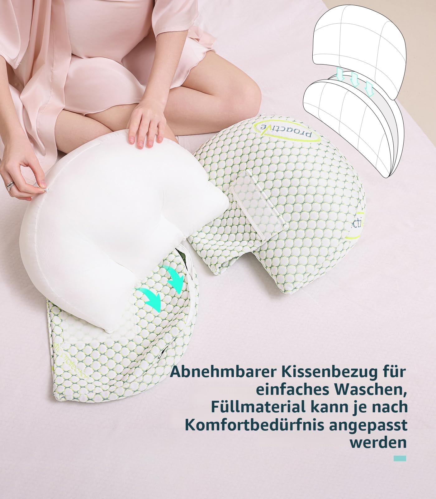 Oternal Schwangerschaftskissen für Schwangere Frauen, weiches Umstandskissen mit abnehmbarem Baumwollbezug