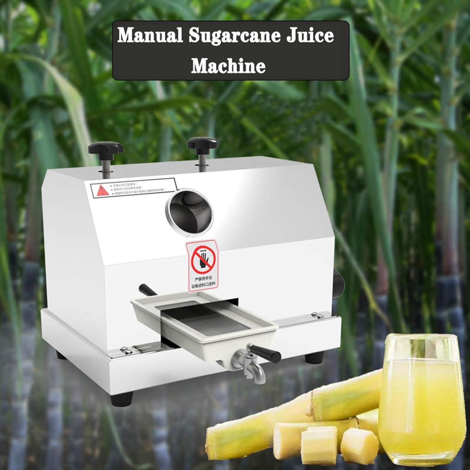 Commercial Sugar Cane Juicer with 3 Rollers, Handwheel, and Knives for Home and Shop Use,Suitable for extracting Sugarcane