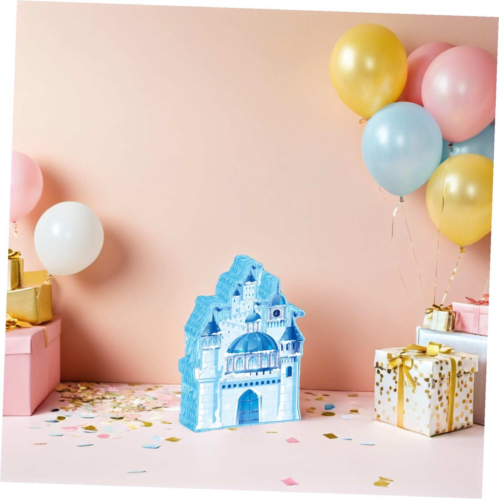 BESTonZON Weihnachts Piñata Schloss aus Papier mit Augenabdeckung und Stab Einfach Aufzuhängen Lebendige Winterdekoration für Kindergeburtstag und Schulfeiern