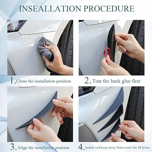 Miniatura 3 de Pack-6 Kit de canards de alerón de automóvil, divisor universal de parachoques delantero automático, difusor anticolisión corporal, calcomanías