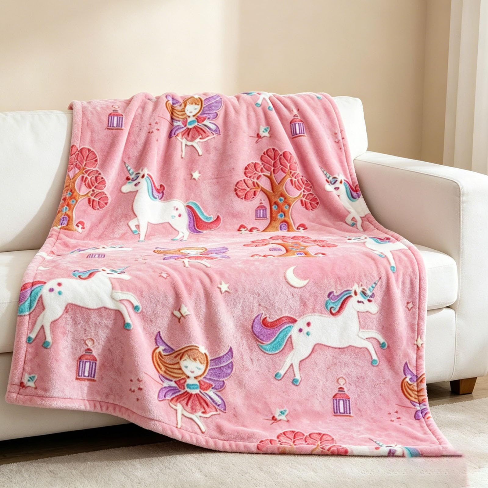 Kuscheldecke Kinder Einhorn/Dinosaurier/Schmetterlinge Decke Kuscheldecke Leuchtet im Dunkeln Einhorn Tiere Geschenke für Jungen und Mädchen Weiche und Warme Decke (Einhorn A, 130x150cm)
