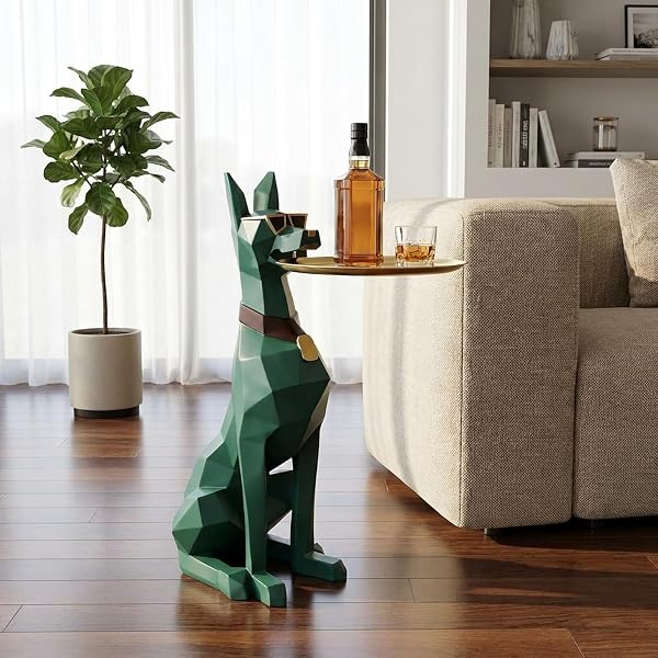 紳士犬デザイン フロアトレイ ラージサイズ(22×32×74cm) ブラックゴールド リビング ソファサイド テレビ台横 装飾 収納 新築祝い 引越し祝い プレゼント おしゃれ 置き台 (スモール ホワイト キャバリア (14×8.5×29.5cm),A) - 4