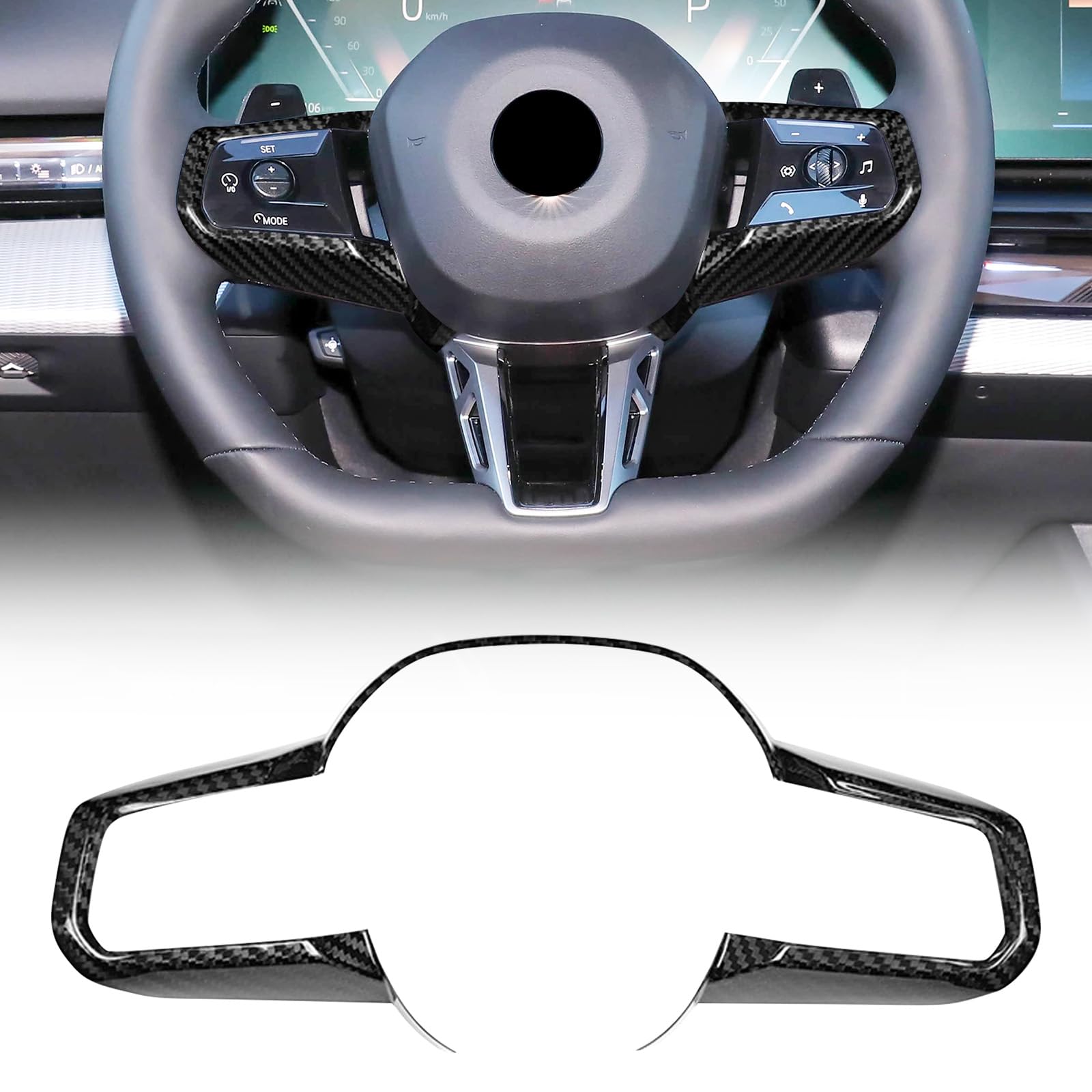 Compatible with BMW 3 5 7 Series 2024 2025 Real Carbon Fiber Steering Wheel Center Frame Cover Interior Decoration Trim Accessories