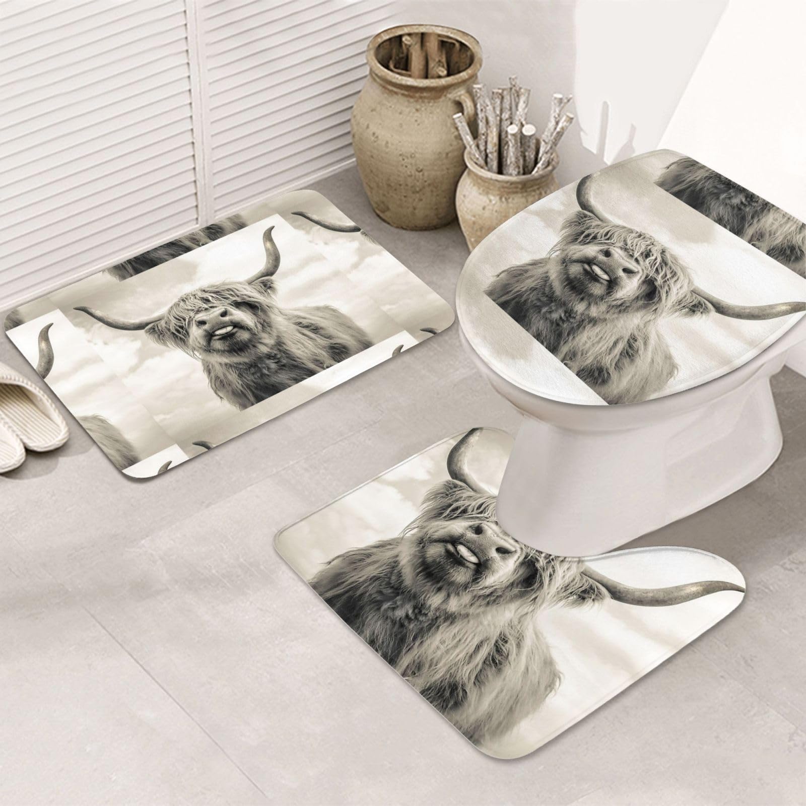 Tapis de bain antidérapant vache rigolote pour éviter les glissades sur sol mouillé