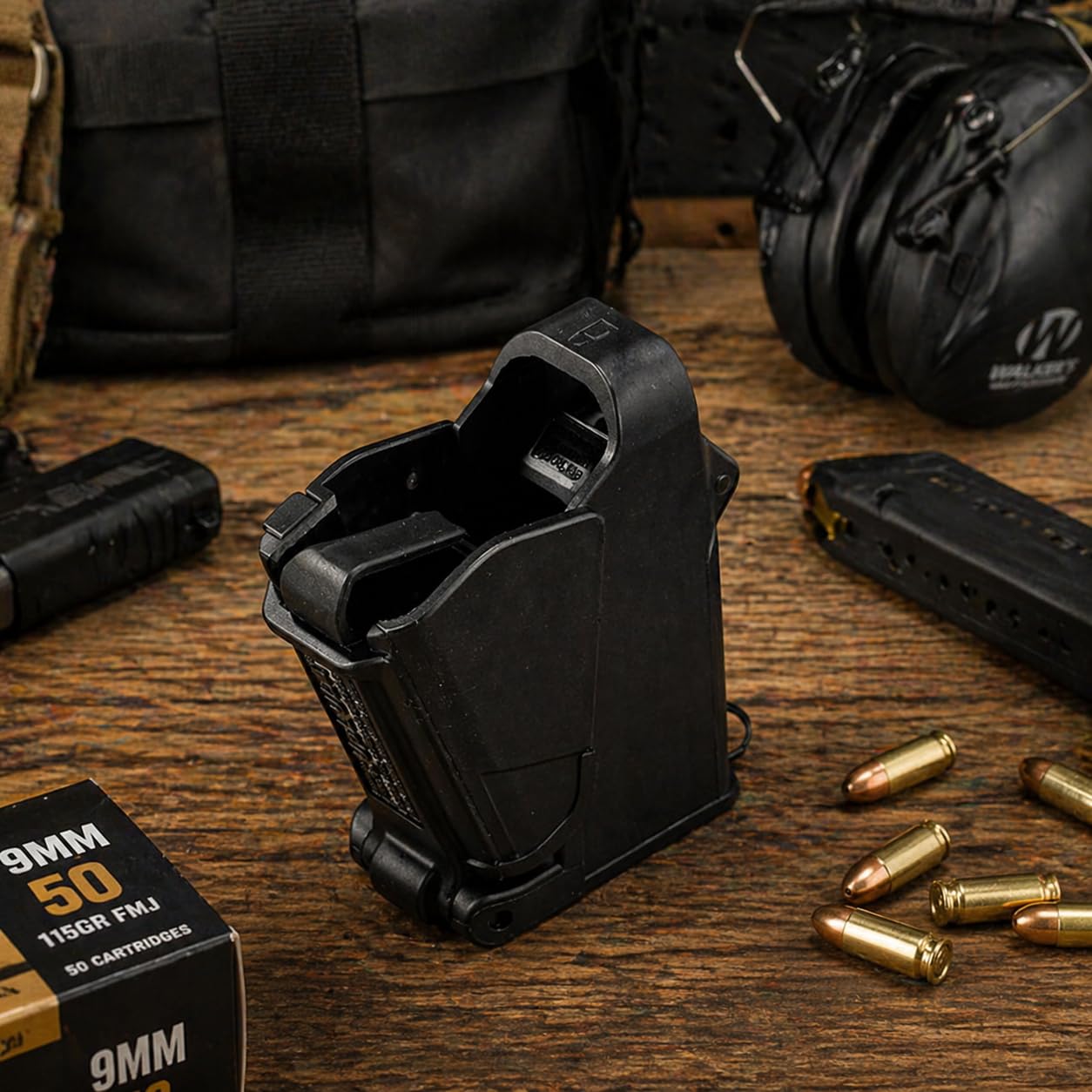 Genérico Cargador Rápido para Pistola de Calibre 9mm a .45ACP, Herramienta para Recarga Rápida de Cargadores, Plastico Negro