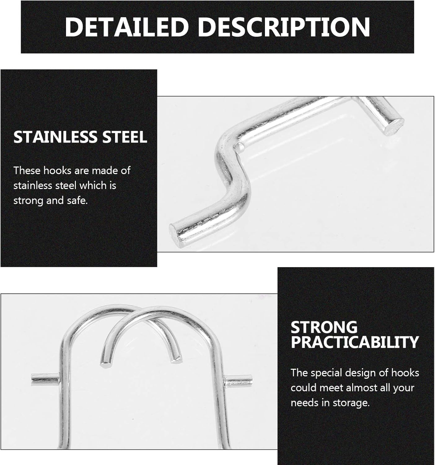 Alipis 5Pcs U Shape Hooks Heavy Duty Pegboard Hangers for Tools Brushes Sports Equipment Easy Installation Safe Storage for Organizing Your Space