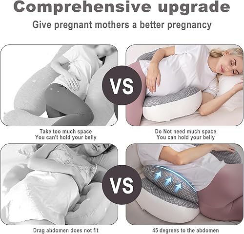 Miniatura 5 de Chilling Home Almohada de embarazo, almohada de maternidad para mujeres embarazadas, almohadas de embarazo para dormir portátil, almohada de cuña de